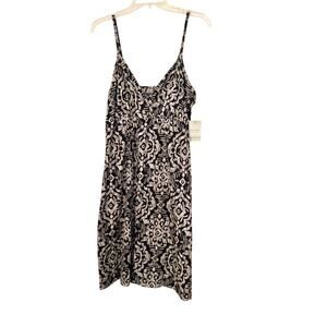 Sonoma Life + Style Women's Dress Size M Black Tan Sleeveless Tribal Print NWT